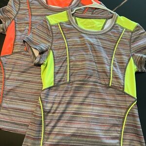 Fila Neon Yellow-Trim Striped Short Sleeve Performance Tee BOGO